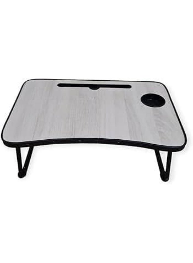 Foldable Wooden Laptop & Study Table with Metal Legs - Includes Cup Holder & Tablet Slot - 60x40x28 cm - Image 3